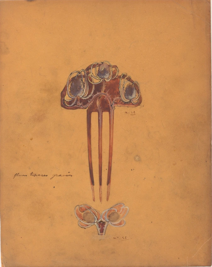 René Lalique - Projet de peigne aux fleurs de chardon