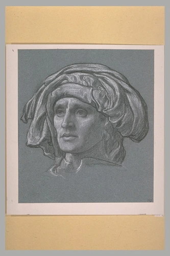 Frederick Leighton - Tête d'homme du Moyen Age, coiffé d'un chaperon