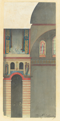 Charles Lameire - Périgueux, cathédrale Saint-Front, projet de décor pour un arc...