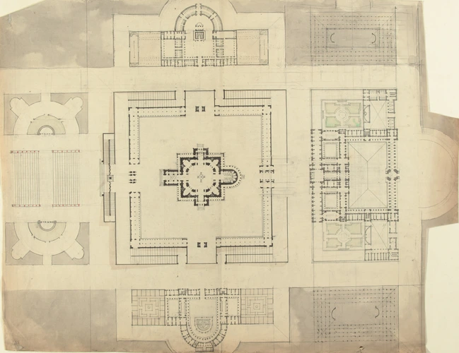 Louis Boitte - Ensemble architectural autour d'une église : plan