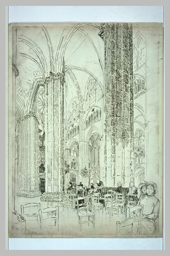 Joseph Pennell - La Cathédrale de Bourges : extrémité Ouest de la nef