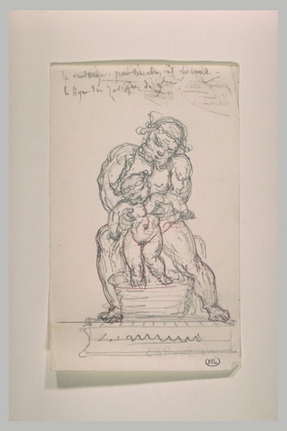 Eugène Guillaume - Silène soutenant l'enfant Bacchus dans une corbeille
