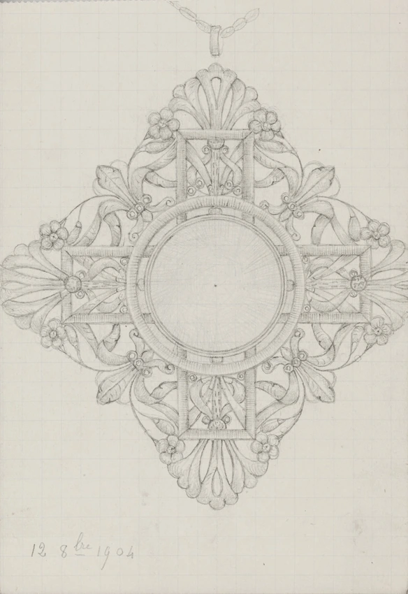 Enguerrand du Suau de la Croix - Médaille à motif de croix grecque, floral et vé...
