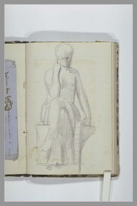 Henri Chapu - Une femme, à demi drapée, assise, jambes croisées