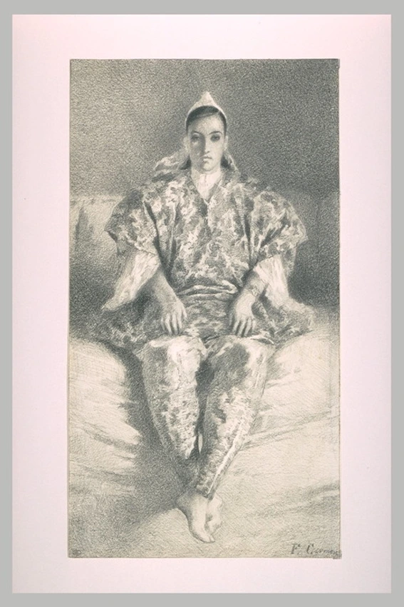 Fernand Cormon - Femme algérienne, de face, assise sur un divan