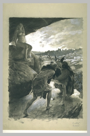 Georges Rochegrosse - Combat entre deux hommes de 'l'âge des cavernes'