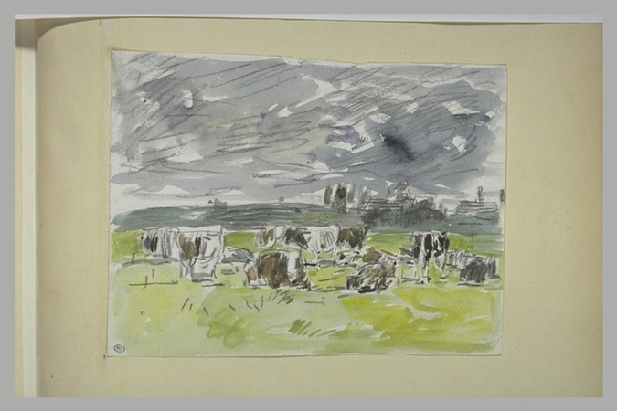 Eugène Boudin - Troupeau de vaches dans une prairie