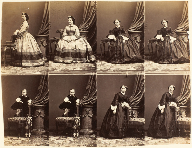 André Adolphe Eugène Disdéri - Mme Villedieu en huit poses, deux d'une jeune fem...