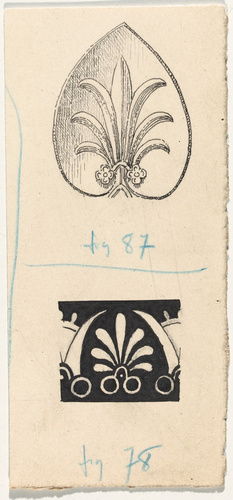 Jules Passepont - Planche de deux motifs de palmettes, un en grisé, l'autre en b...
