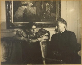 Edgar Degas - Stéphane Mallarmé et Paule Gobillard devant "Jeune fille dans un j...