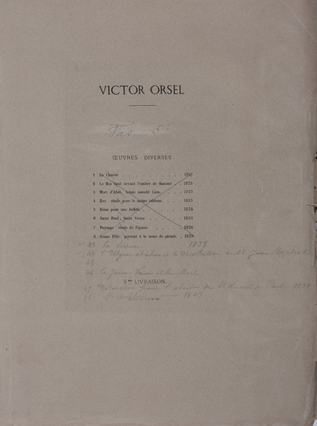 Victor - Texte dactylographié : "VICTOR ORSEL. OEUVRES DIVERSES"
