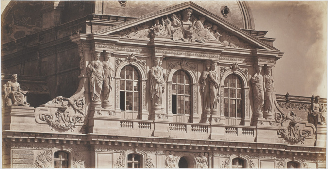 Édouard Baldus - La Façade du troisième étage du pavillon Sully, palais du Louvr...