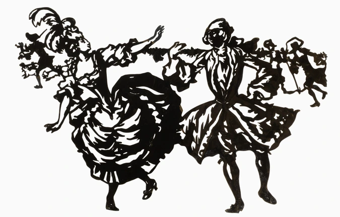 Henry Somm - Groupe de personnages dansant, en habits du XVIIIe siècle