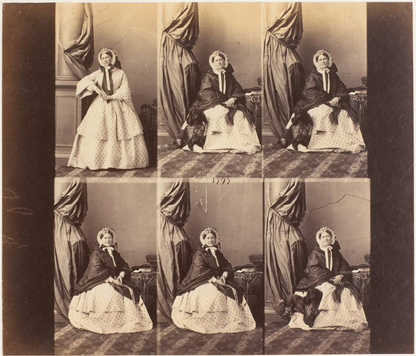 André Adolphe Eugène Disdéri - Mme. Boutourline en six poses, cinq assis et une ...