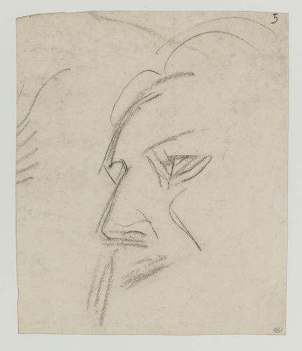 Eugène Delacroix - Croquis d'un visage, de trois quarts à gauche