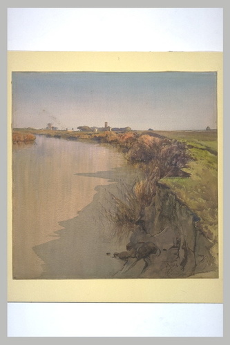 Le canal de Trajan à Porto, avec le château et le campanile de S. Ippolito