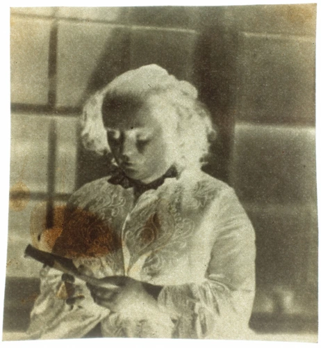 Auguste Vacquerie - Madame Victor Hugo lisant, devant la serre de Marine Terrace