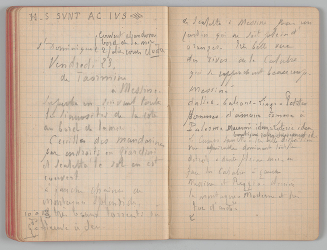 Charles-Justin Le Coeur - Carnet de notes concernant son voyage en Italie