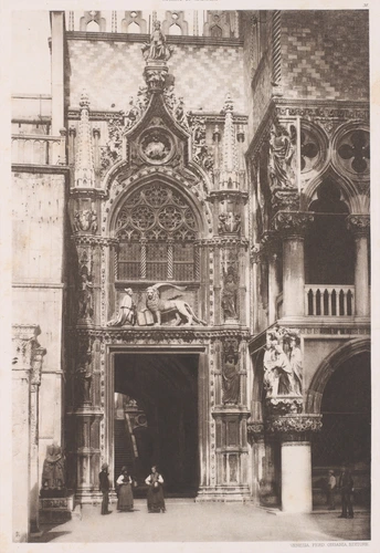 Ferdinando Ongania - Porta della Carta e angolo del Palazzo Ducale