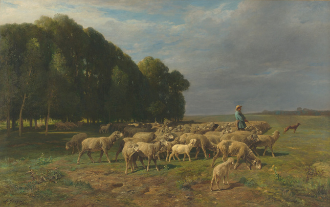 Troupeau de moutons dans un paysage - Charles Emile Jacque | Musée