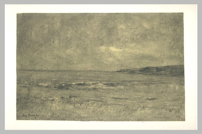 Auguste Pointelin - Paysage : bord de mer avec falaise à droite