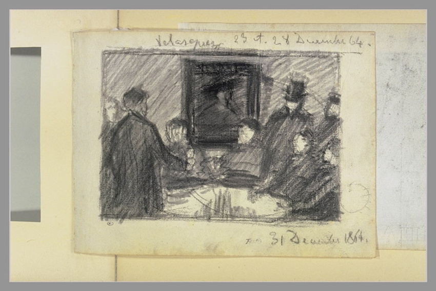 Henri Fantin-Latour - Figures assises autour d'une table près d'un tableau