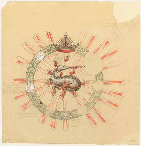 Emile Gallé - Modèle de décor pour la céramique et la verrerie : emblème à la sa...