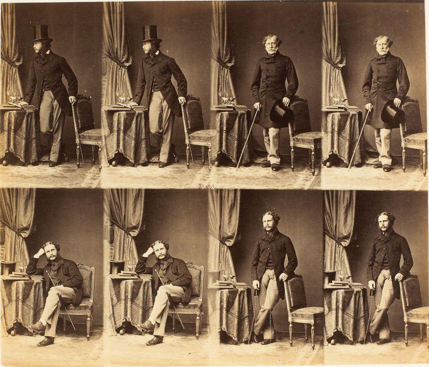 André Adolphe Eugène Disdéri - Colonel Fletcher et un homme, en huit poses