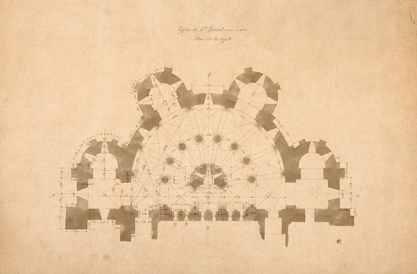 Juste Lisch - Eglise de Saint-Benoît-sur-Loire, plan de la crypte