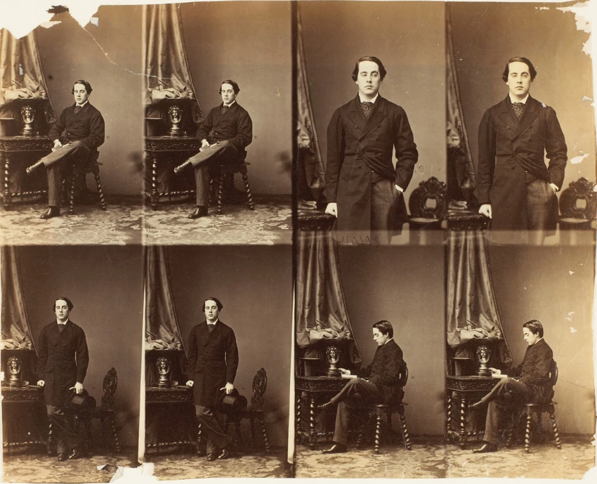 André Adolphe Eugène Disdéri - M. George Cadogan en huit poses, quatre assis, qu...