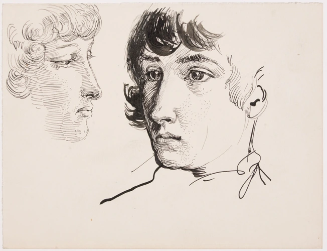Eugène Grasset - Etude de visage de jeune homme