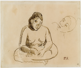 Paul Gauguin - Femme nue assise et étude de tête