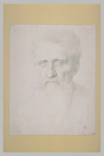 Alphonse Legros - Tête d'homme à longue barbe, de face ou Autoportrait à la Mich...