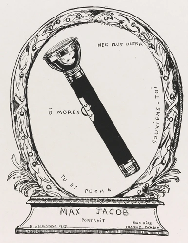 Alfred Stieglitz - "Max Jacob Portrait Pour rire", dessin de Francis Picabia