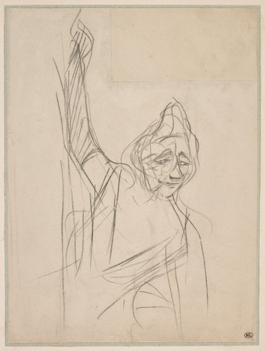 Henri de Toulouse-Lautrec - Yvette Guilbert saluant le public, bras droit levé a...