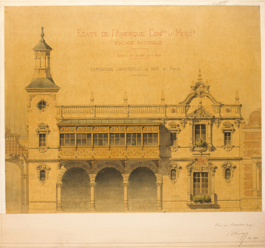 Alfred Vaudoyer - Exposition universelle de 1878 : façade des Etats d'Amérique c...