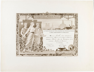 Anonyme - Diplôme de membre de l'Union syndicale des architectes français, photo...