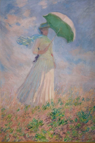 Essai de figure en plein-air : Femme à l'ombrelle tournée vers la droite - Claude Monet