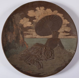 Plat à décor de femme de dos regardant l'horizon - Jean Désiré Ringel d'Illzach
