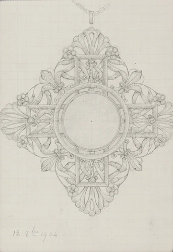 Enguerrand du Suau de la Croix - Médaille à motif de croix grecque, floral et vé...