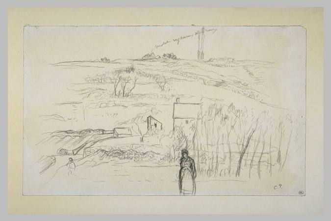 Camille Pissarro - Paysage de collines avec une paysanne au premier plan