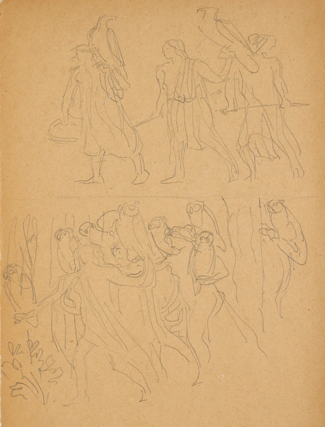 Eugène Grasset - Personnage debout portant des aigles