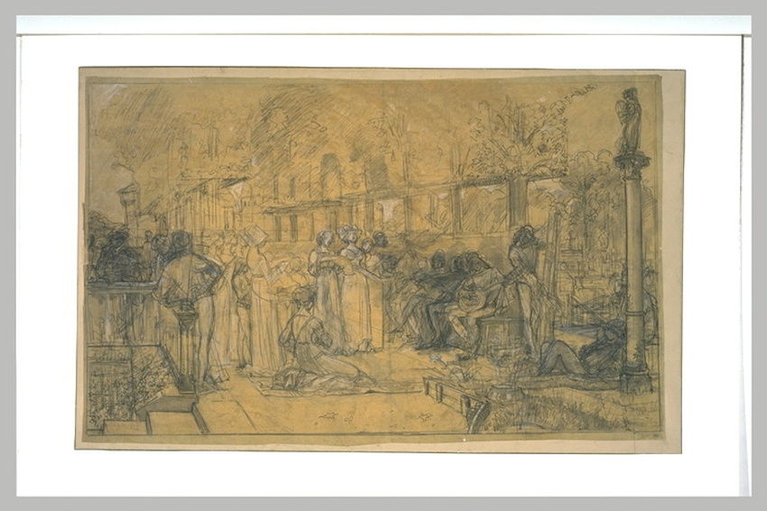 Luc Olivier Merson - Hommes et femmes chantant et jouant de la musique