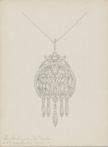 Enguerrand du Suau de la Croix - Pendentif circulaire à motif floral, ailes styl...