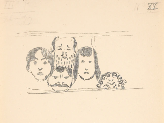 Eugène Grasset - Quatre masques décorant une frise au pochoir