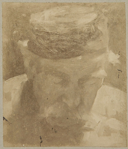 Anonyme - Photographie d'une peinture de Carlo Bugatti : portrait d'un homme à l...