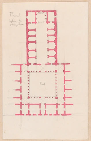 Edouard Villain - Plan de l'église Sainte-Magdeleine, Florence