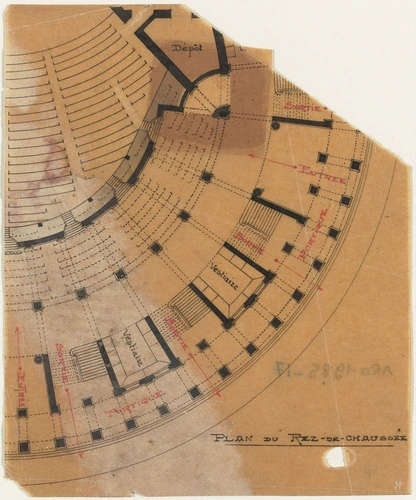 Alphonse Gosset - Un théâtre, plan du rez-de-chaussée, variante