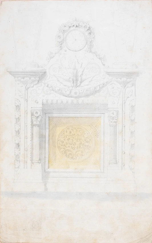 Cheminée camouflée avec une pendule au-dessus - Victor Ruprich-Robert