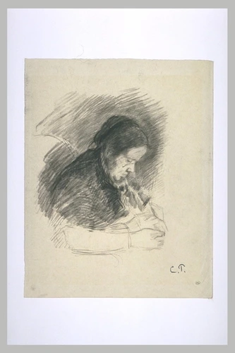 Camille Pissarro - Vieille Femme en buste tricotant
